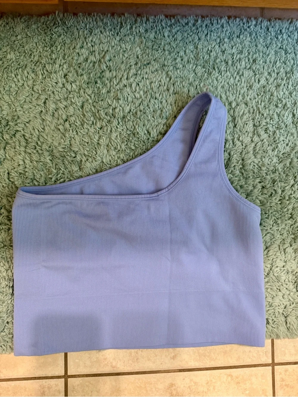 Athleta One Shoulder Ribbed Sports Bra Crop Tank Lavender Large